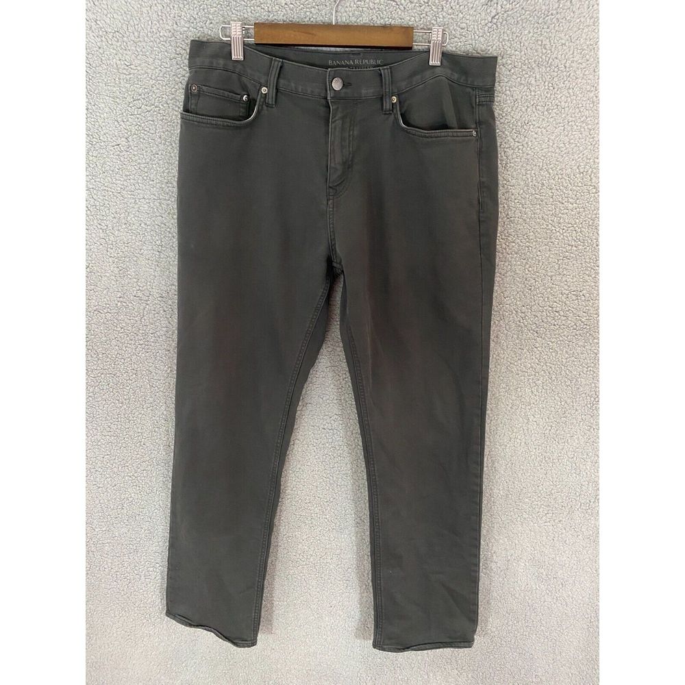 Banana Republic mens the traveler pants 35 dark gray stretch slim fit